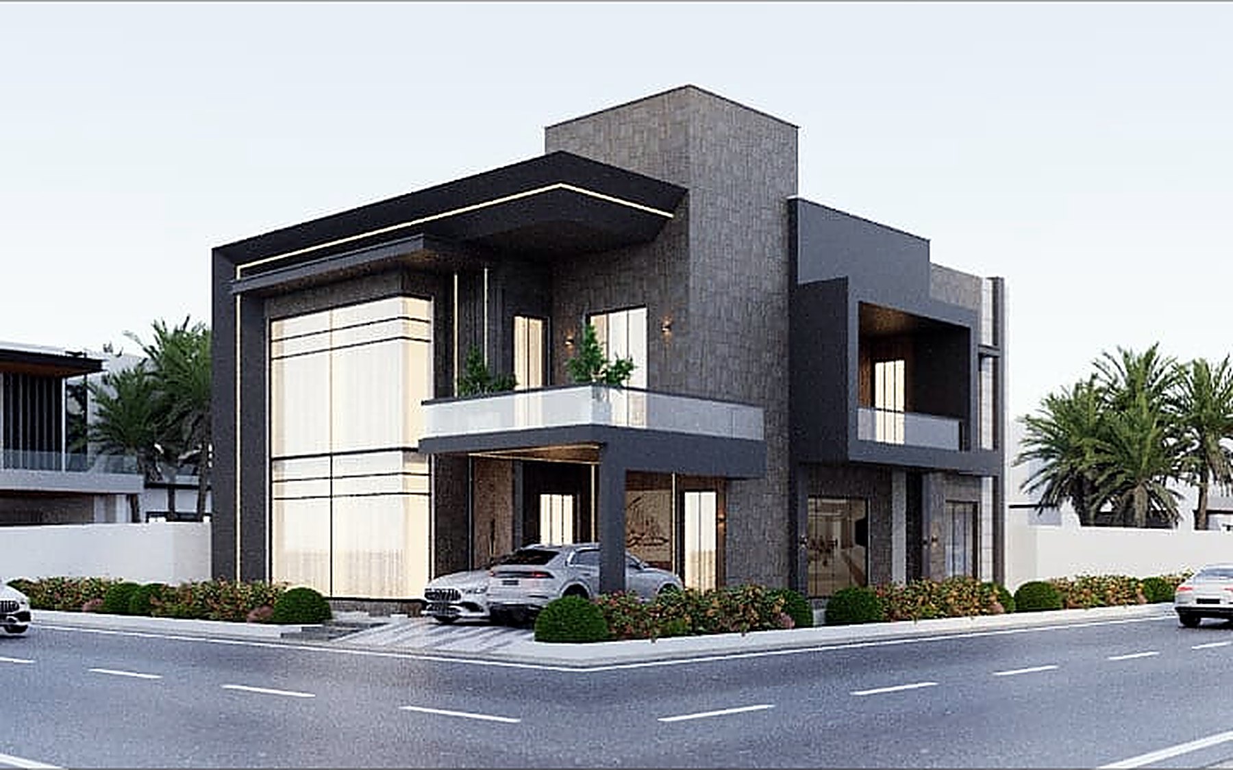 Modern corner residence design by MK Builders